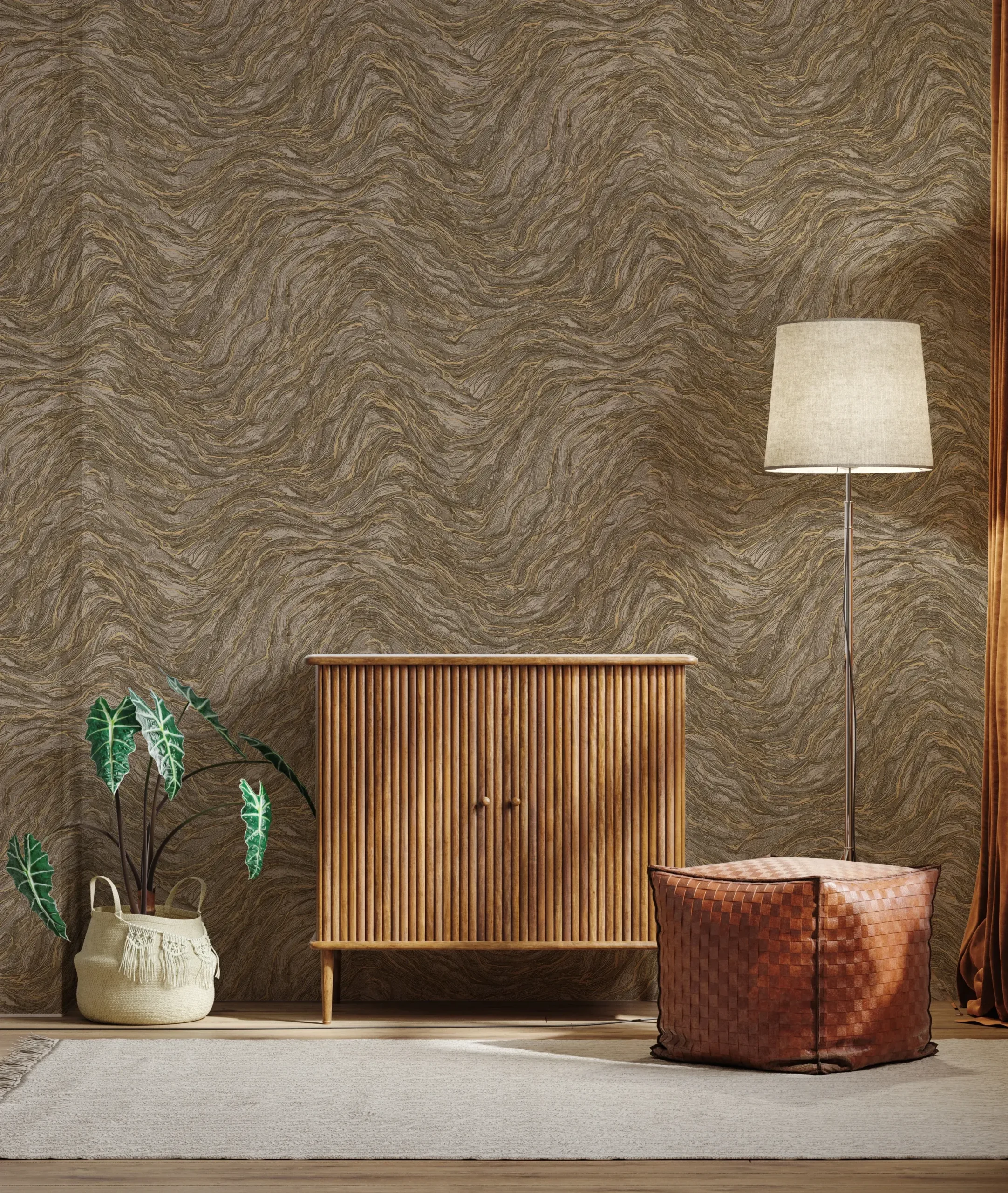 Brown Embossed Wallpaper – Neutral Glittering (24104-4)